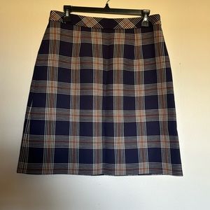 Brooks Brothers Navy and Orange Plaid Skirt